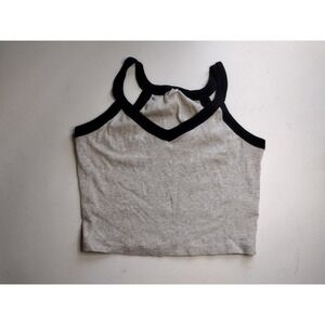 BP Crop Top V Neck Black Trim Heather‎ Gray Tank Top Sleeveless Medium